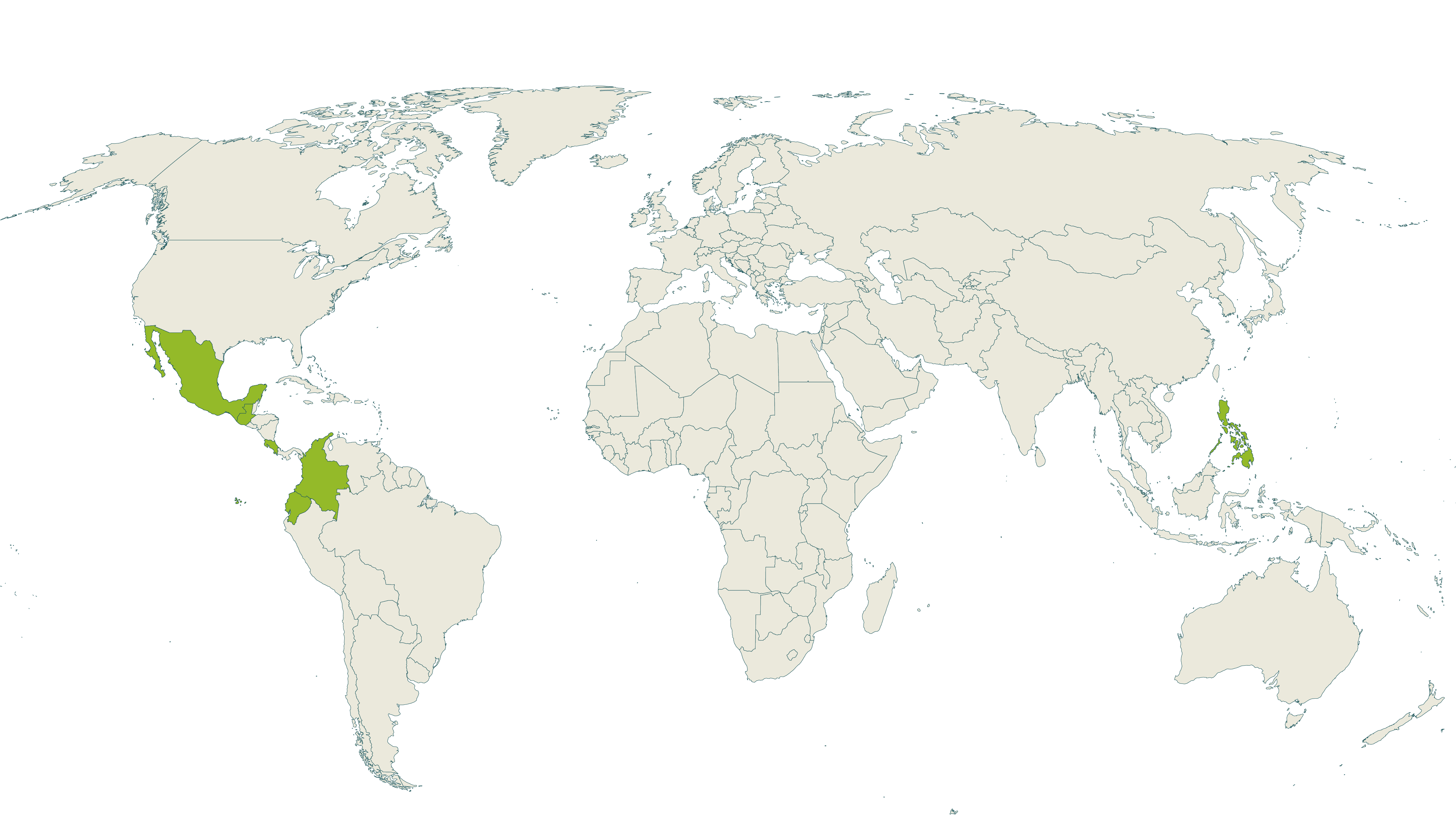 Map of current Rainforest Alliance certified flowers & plants farms